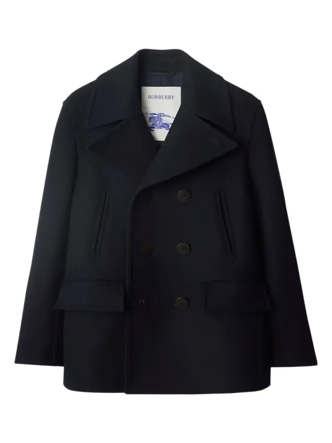 Men's Wool Check-Undercollar Pea Coat Men's Wool Check-Undercollar Pea Coat