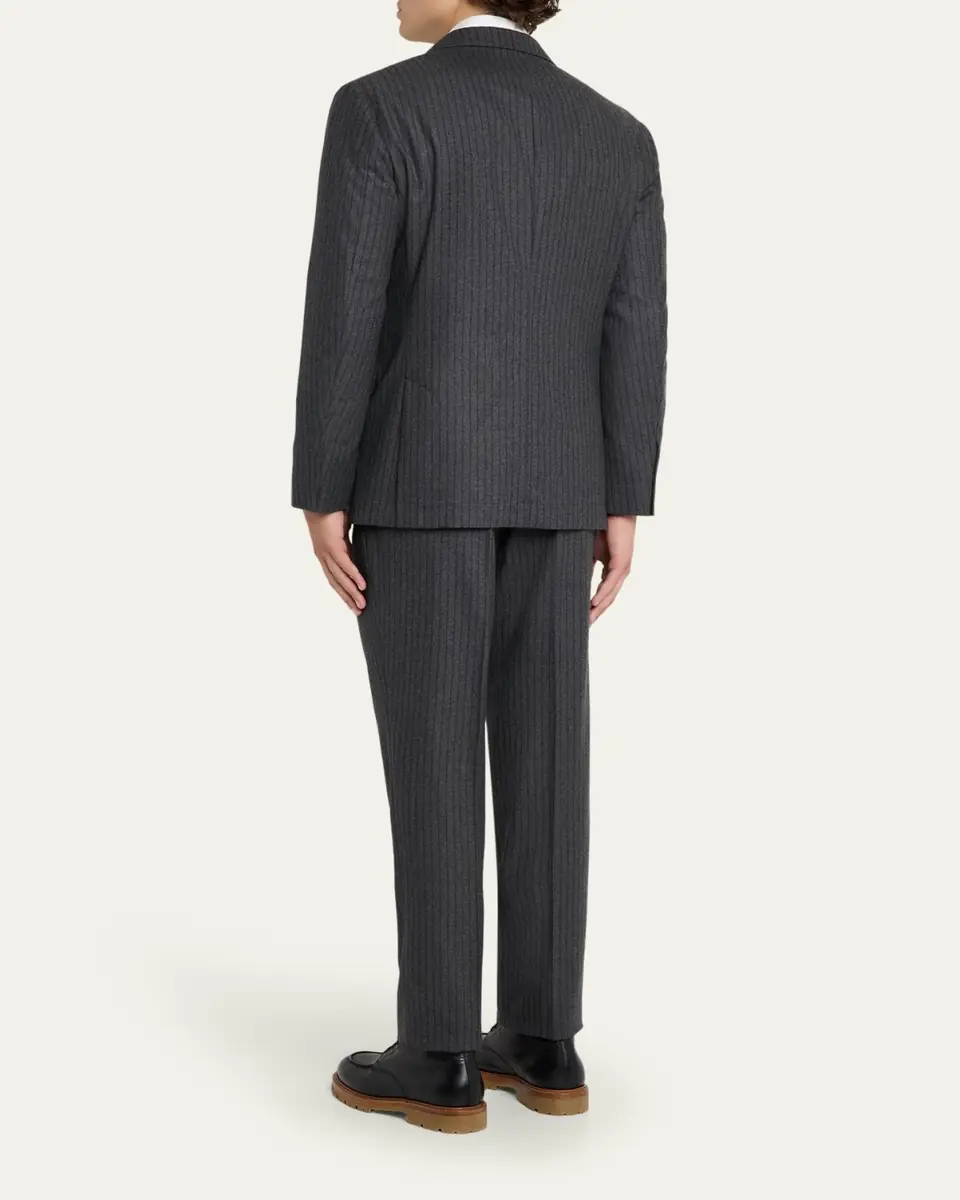 Brunello Cucinelli Men's Virgin Wool Chalk Stripe Notch Lapel Sport Coat | Thumbnail 3 Brunello Cucinelli Men's Virgin Wool Chalk Stripe Notch Lapel Sport Coat | Thumbnail 3