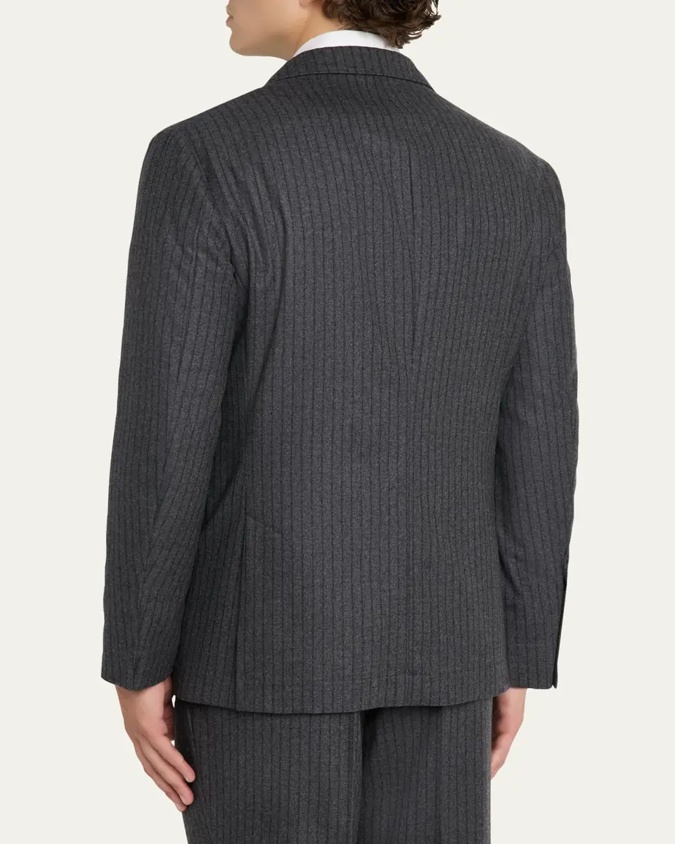 Brunello Cucinelli Men's Virgin Wool Chalk Stripe Notch Lapel Sport Coat | Thumbnail 5 Brunello Cucinelli Men's Virgin Wool Chalk Stripe Notch Lapel Sport Coat | Thumbnail 5