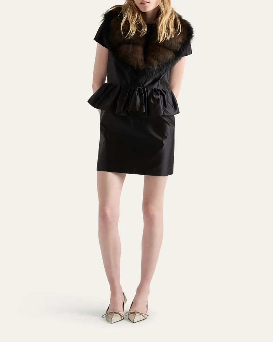 Prada Duchesse Silk Peplum Mini Dress | Thumbnail 2 Prada Duchesse Silk Peplum Mini Dress | Thumbnail 2