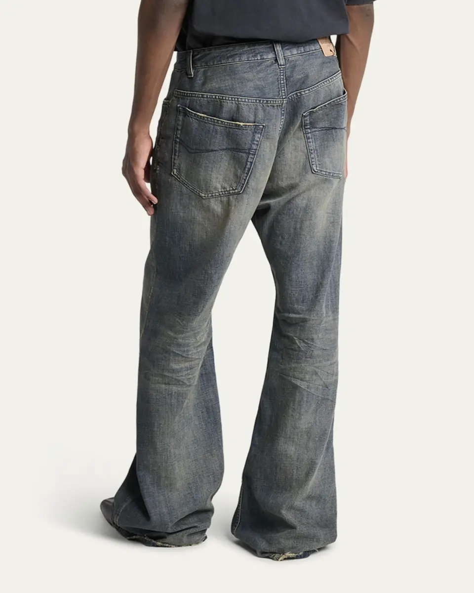 Balenciaga Men's Faded Denim Relaxed-Fit Bootcut Jeans | Thumbnail 3 Balenciaga Men's Faded Denim Relaxed-Fit Bootcut Jeans | Thumbnail 3