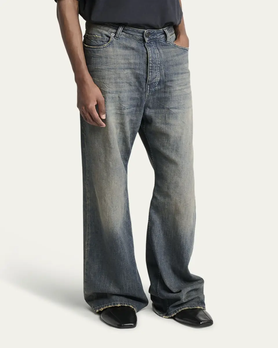 Balenciaga Men's Faded Denim Relaxed-Fit Bootcut Jeans | Thumbnail 4 Balenciaga Men's Faded Denim Relaxed-Fit Bootcut Jeans | Thumbnail 4