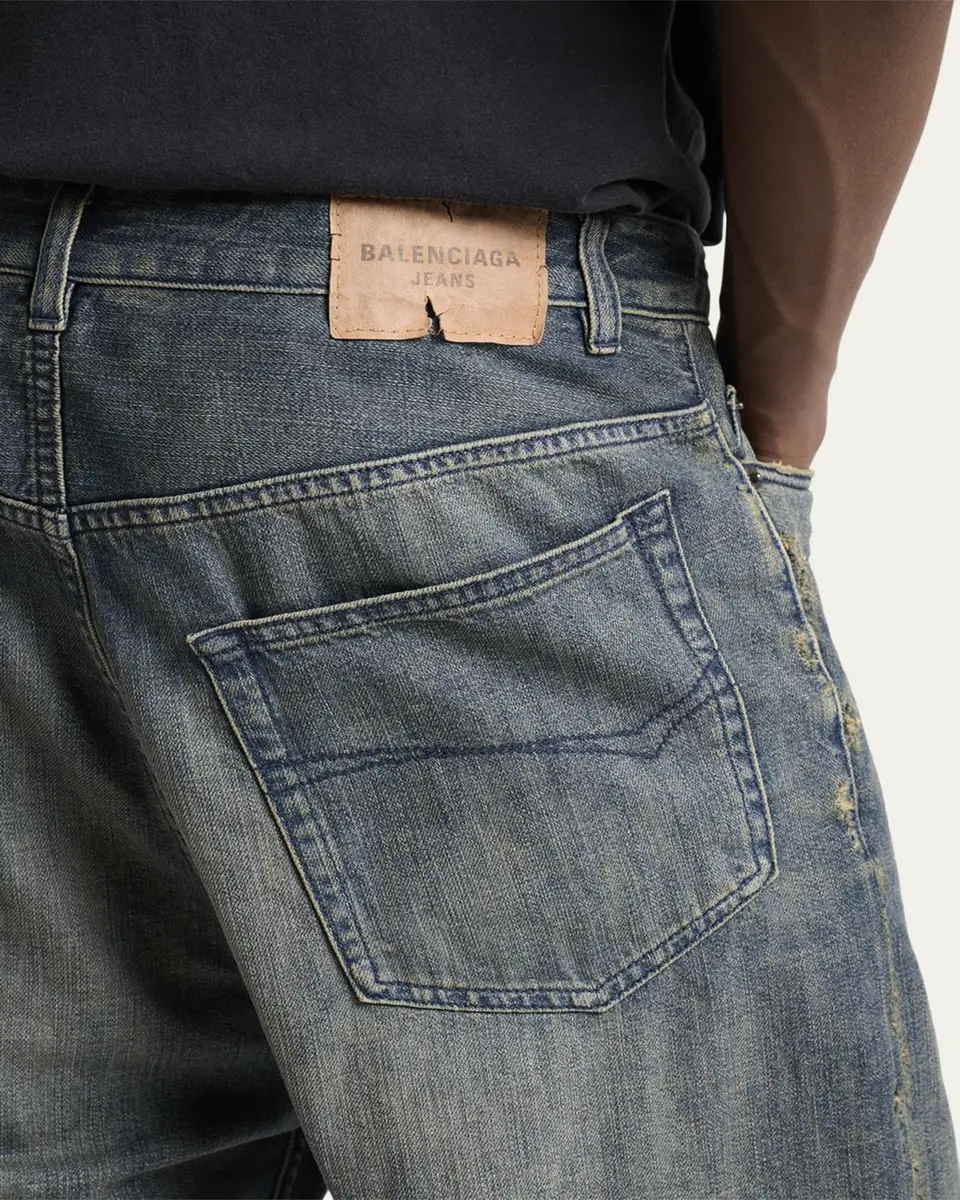 Balenciaga Men's Faded Denim Relaxed-Fit Bootcut Jeans | Thumbnail 5 Balenciaga Men's Faded Denim Relaxed-Fit Bootcut Jeans | Thumbnail 5