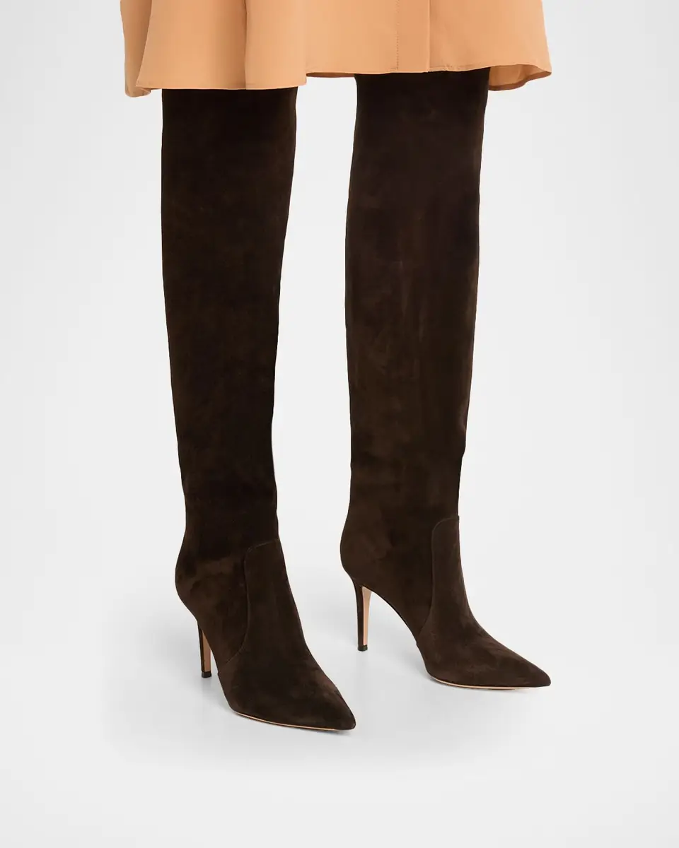 Gianvito Rossi Hansen Suede Pointed-Toe Knee Boots | Thumbnail 22