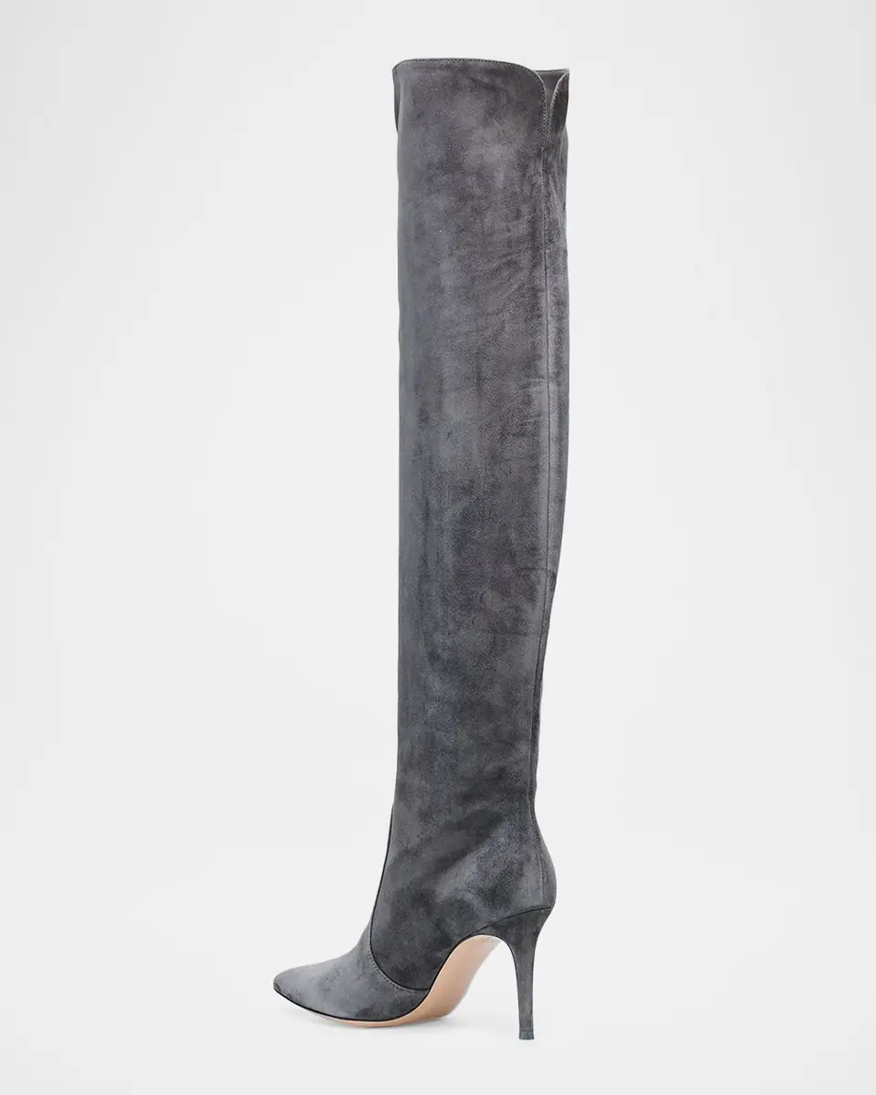 Gianvito Rossi Hansen Suede Pointed-Toe Knee Boots | Thumbnail 32