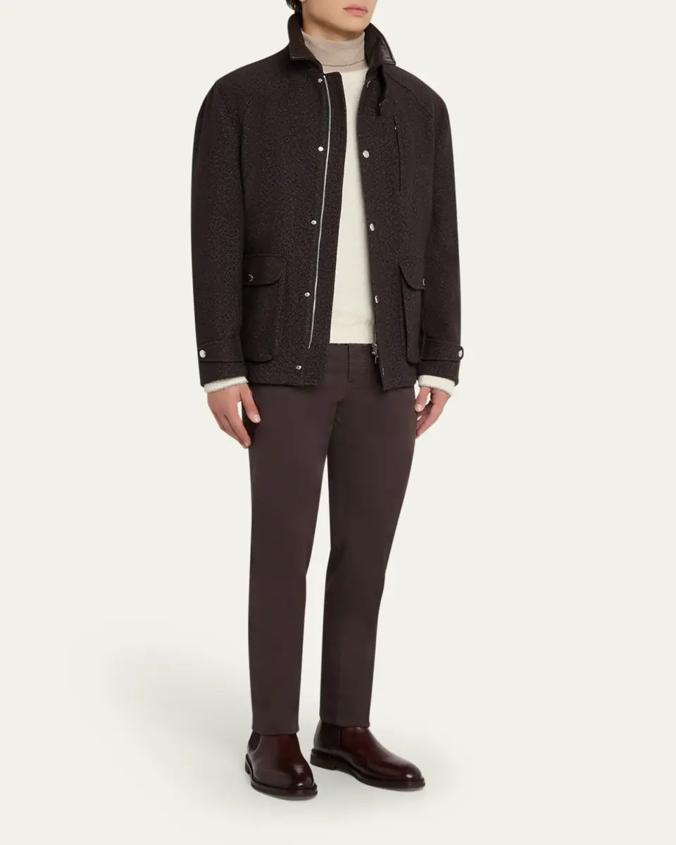 Brunello Cucinelli Men's Cashmere-Blend Full-Zip Jacket | Thumbnail 2