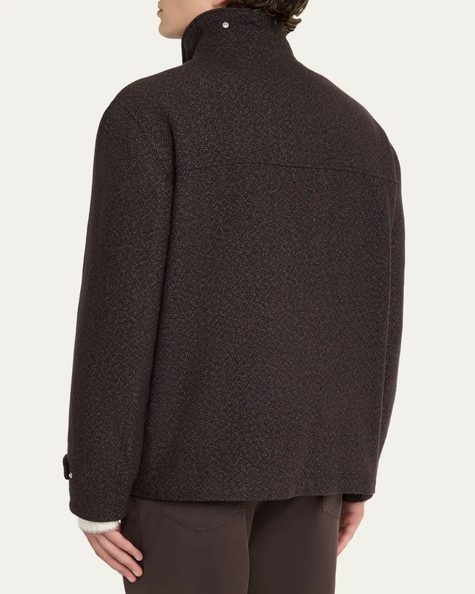 Brunello Cucinelli Men's Cashmere-Blend Full-Zip Jacket | Thumbnail 3