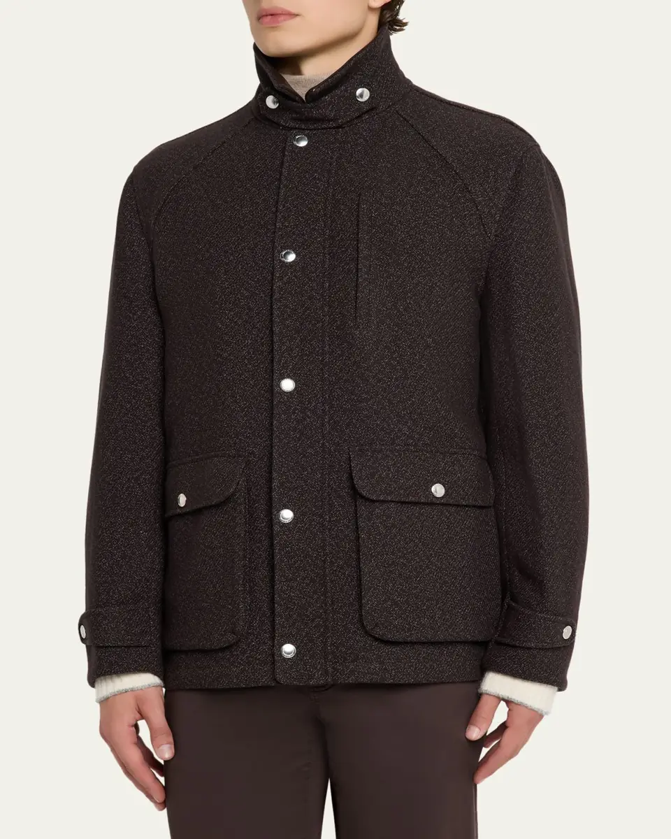 Brunello Cucinelli Men's Cashmere-Blend Full-Zip Jacket | Thumbnail 4