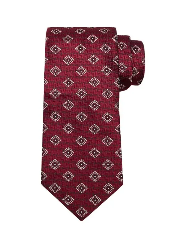Men's Geometric Tile Jacquard Silk and Cotton Tie