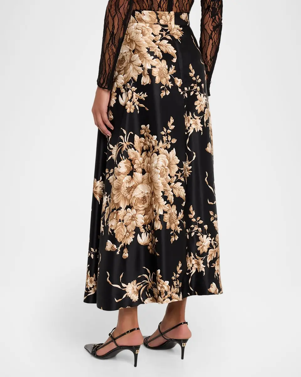 Dolce & Gabbana Rose Douchesse Cretonne Midi Skirt | Thumbnail 2 Dolce & Gabbana Rose Douchesse Cretonne Midi Skirt | Thumbnail 2