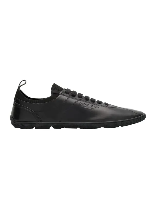Men's Leather Tonal Knit Low-Top Sneakers