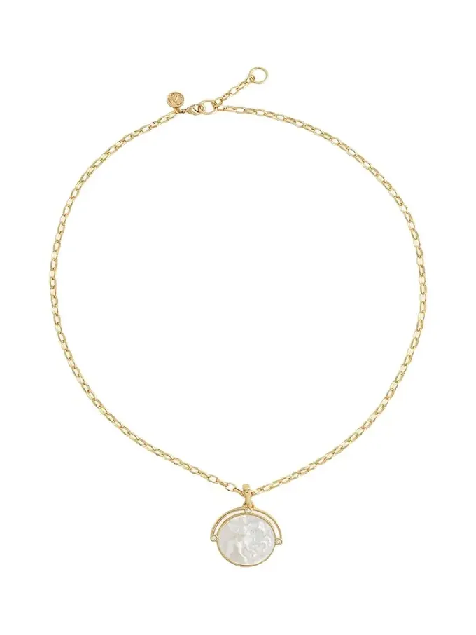 Pegasus Mother-of-Pearl Coin Pendant Necklace