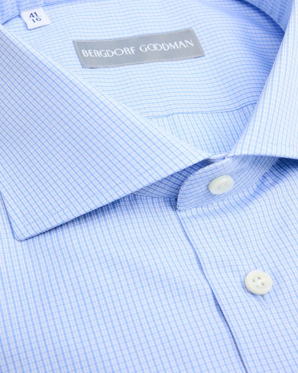Bergdorf Goodman Men's Cotton Mini Graph Check Dress Shirt | Thumbnail 2 Bergdorf Goodman Men's Cotton Mini Graph Check Dress Shirt | Thumbnail 2
