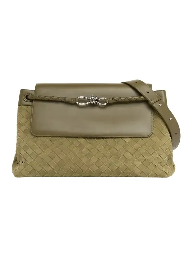 Men's Andiamo Intrecciato Suede and Leather Messenger Bag