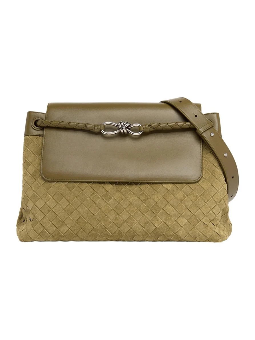 Men's Andiamo Intrecciato Suede and Leather Messenger Bag Men's Andiamo Intrecciato Suede and Leather Messenger Bag