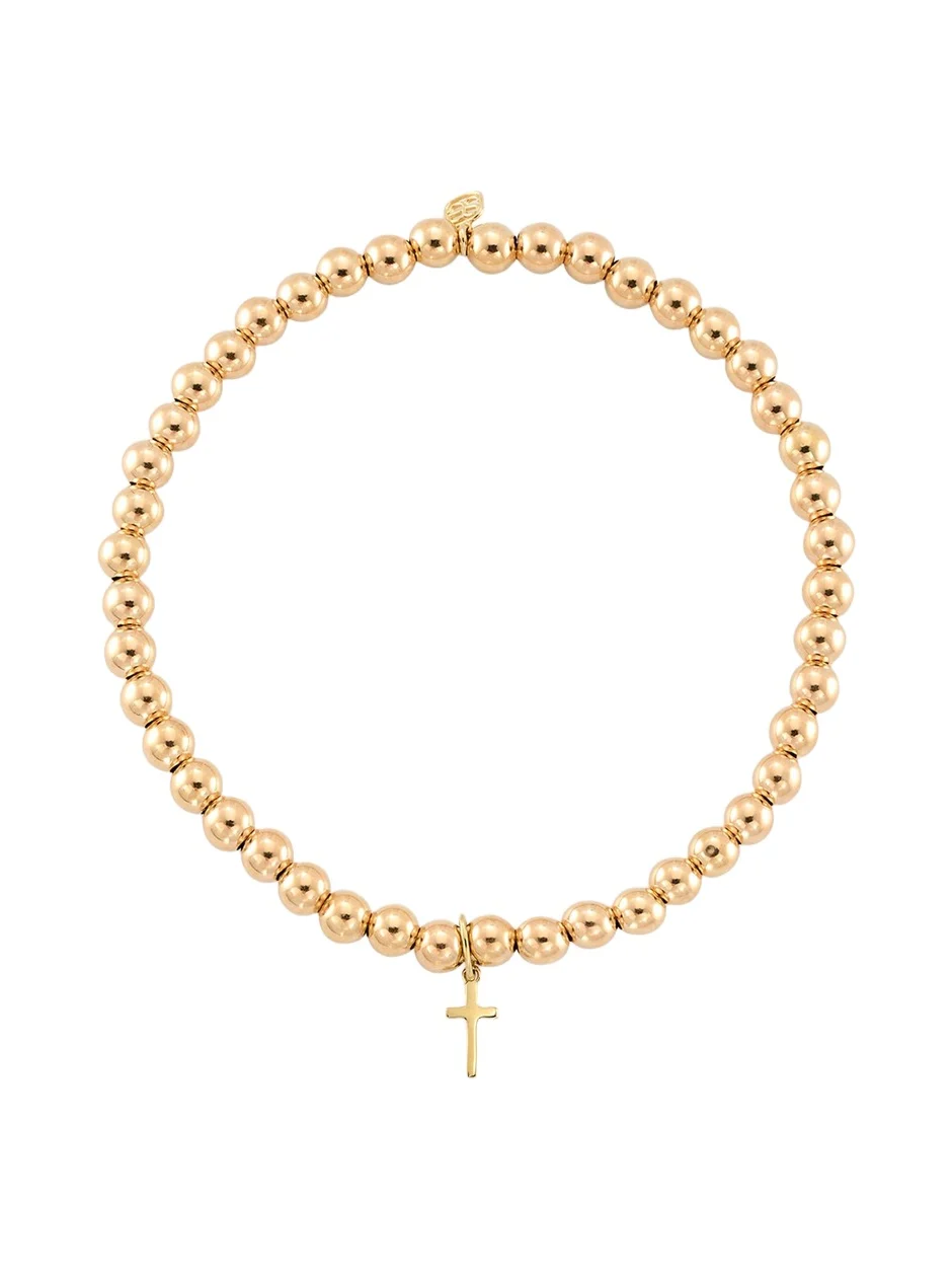 14K Tiny Pure Cross Charm Bracelet