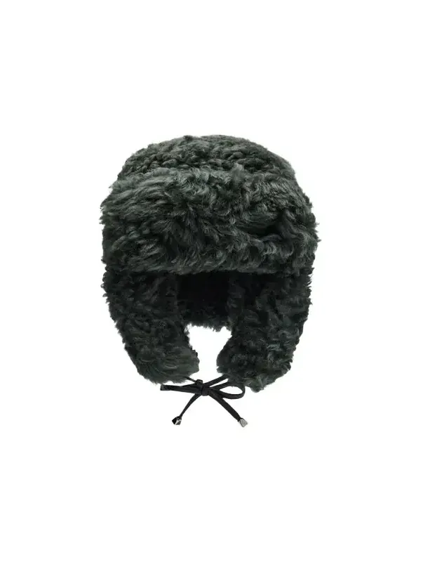 Pologeorgis Men's Curly Shearling Trapper Hat