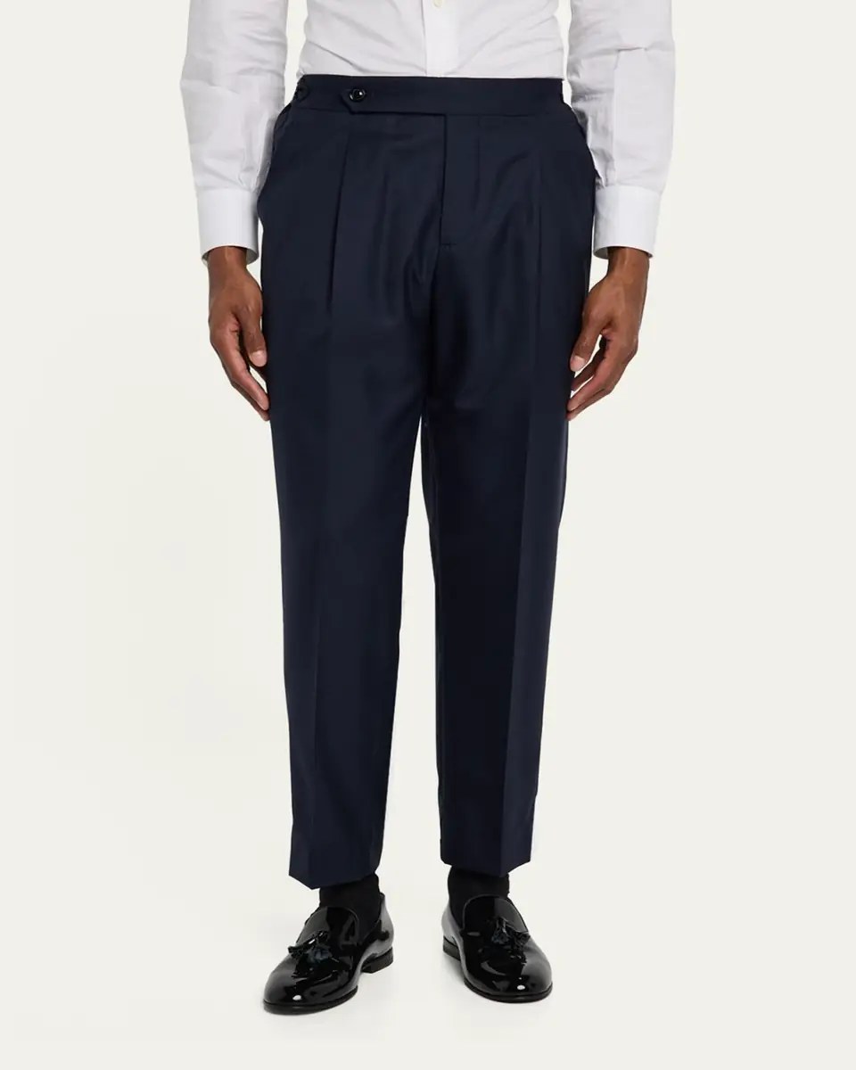 Brunello Cucinelli Men's Side-Tab Pleated Trousers | Thumbnail 4 Brunello Cucinelli Men's Side-Tab Pleated Trousers | Thumbnail 4