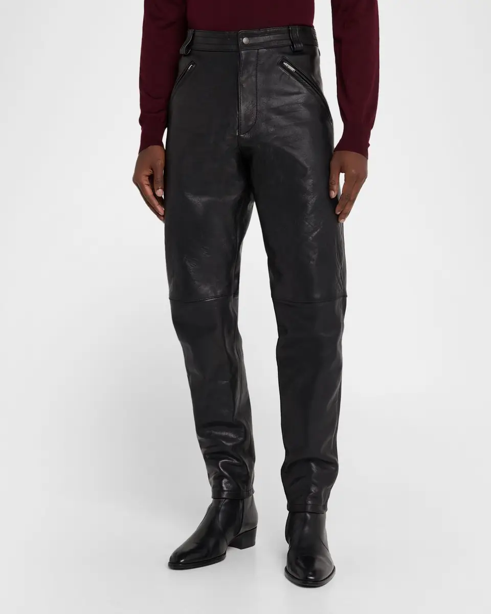 Saint Laurent Men's Slim Textured Leather Pants | Thumbnail 3 Saint Laurent Men's Slim Textured Leather Pants | Thumbnail 3