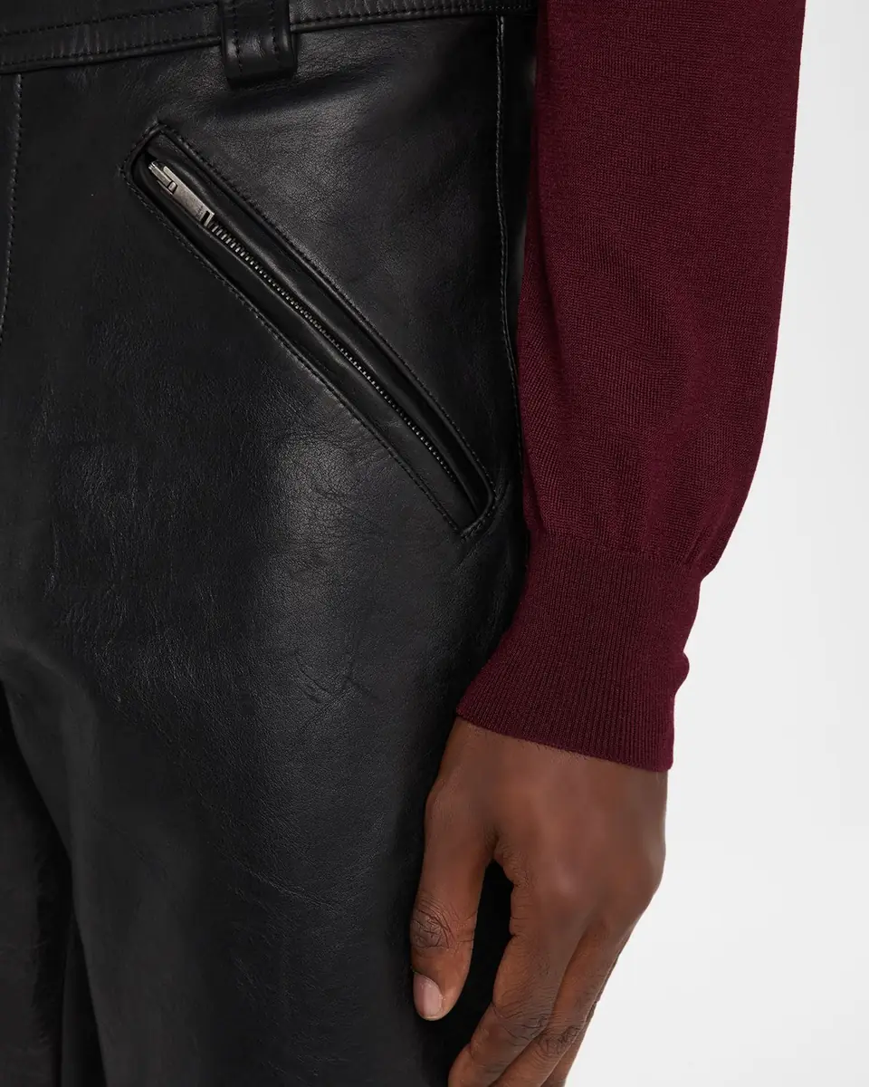 Saint Laurent Men's Slim Textured Leather Pants | Thumbnail 4 Saint Laurent Men's Slim Textured Leather Pants | Thumbnail 4