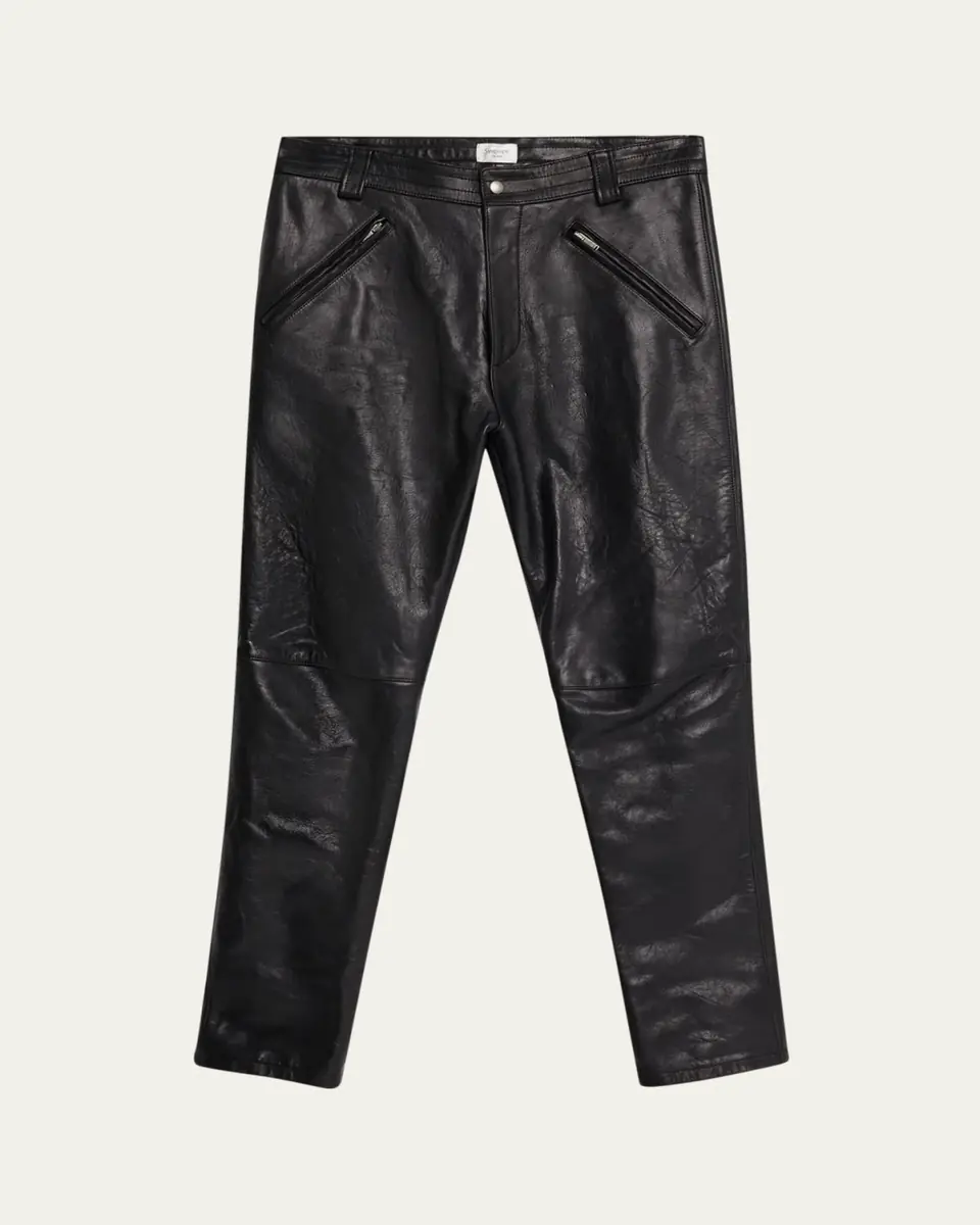 Saint Laurent Men's Slim Textured Leather Pants | Thumbnail 5 Saint Laurent Men's Slim Textured Leather Pants | Thumbnail 5
