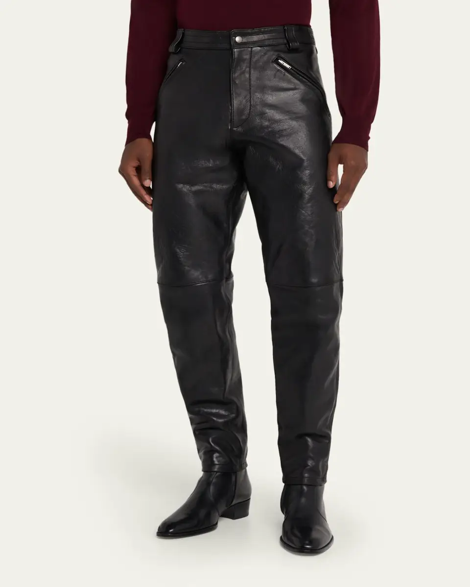 Saint Laurent Men's Slim Textured Leather Pants | Thumbnail 8 Saint Laurent Men's Slim Textured Leather Pants | Thumbnail 8