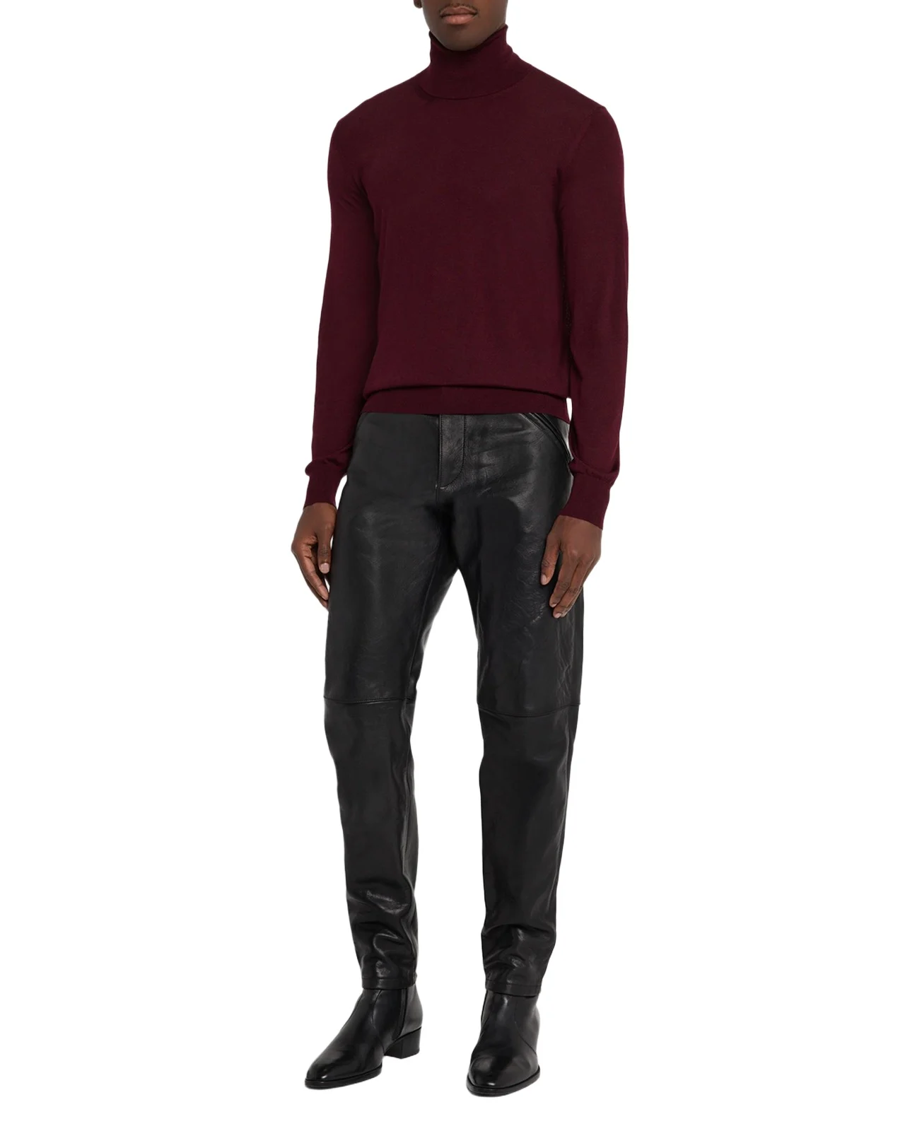Men's Slim Textured Leather Pants Men's Slim Textured Leather Pants