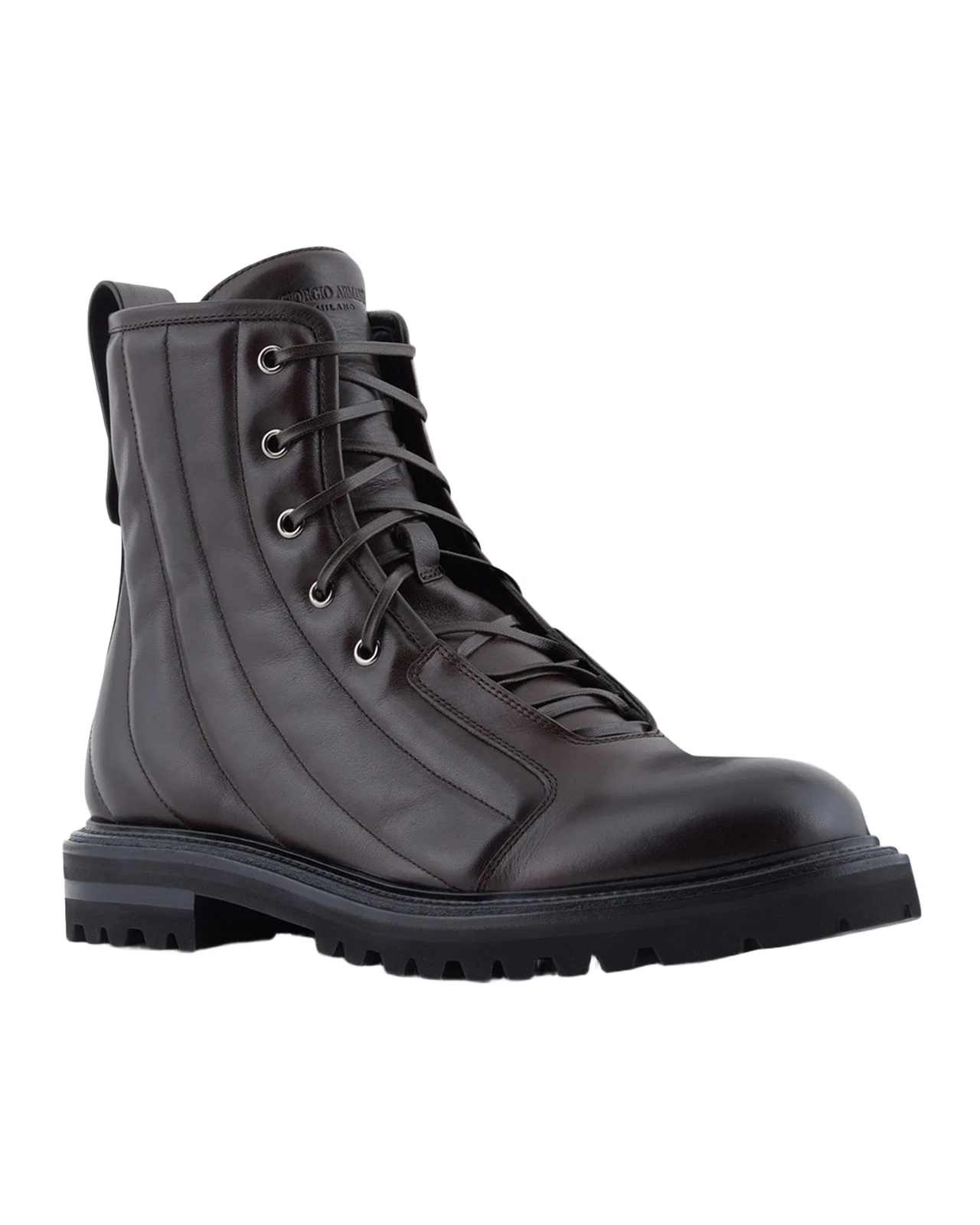 Giorgio Armani Men's Quilted Leather Lace-Up Boots