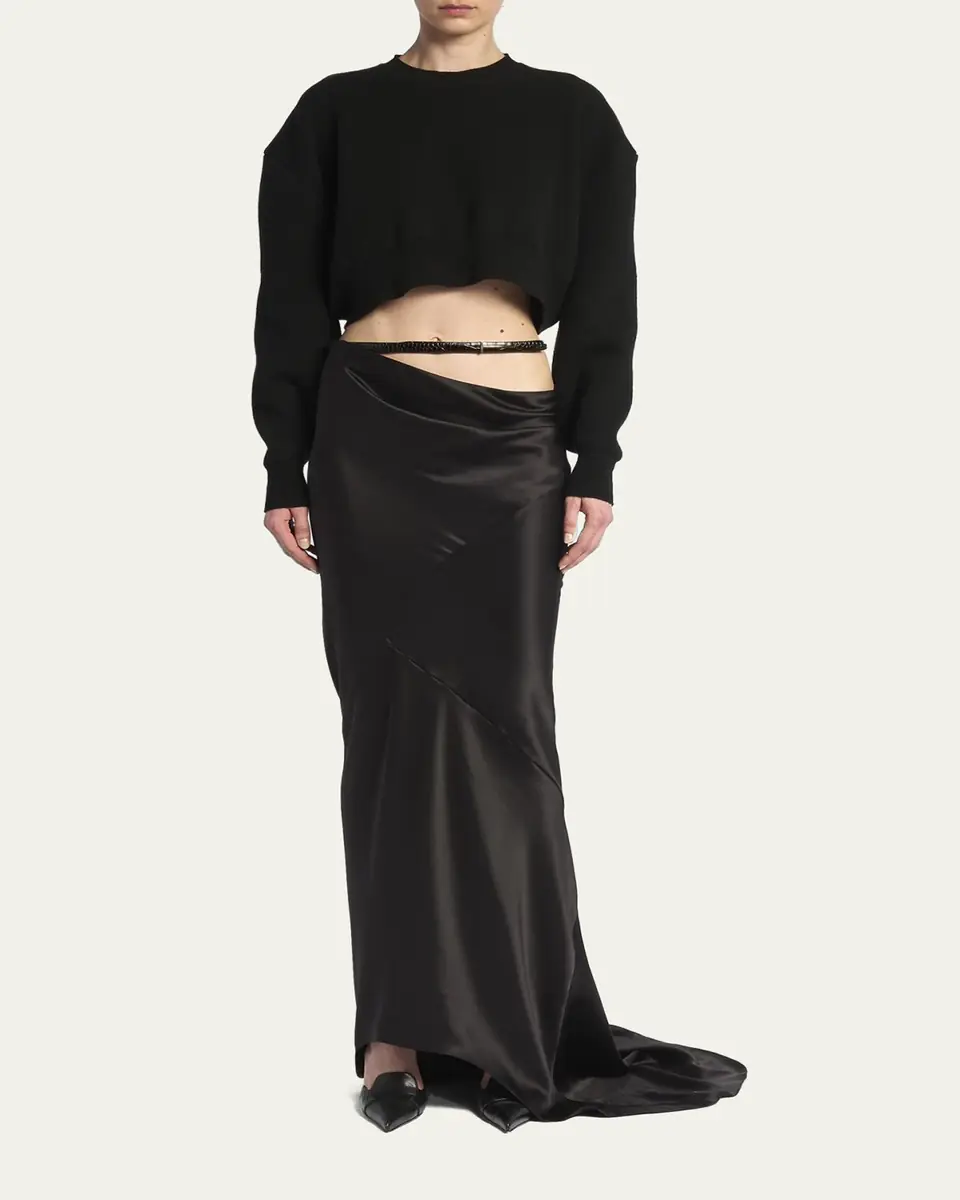 TOM FORD Asymmetric Satin Maxi Skirt With Train | Thumbnail 2 TOM FORD Asymmetric Satin Maxi Skirt With Train | Thumbnail 2