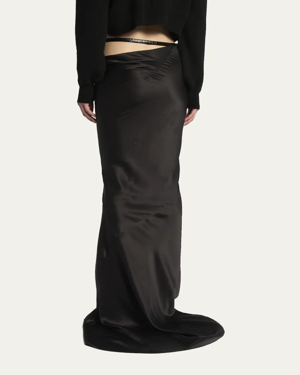 TOM FORD Asymmetric Satin Maxi Skirt With Train | Thumbnail 3 TOM FORD Asymmetric Satin Maxi Skirt With Train | Thumbnail 3