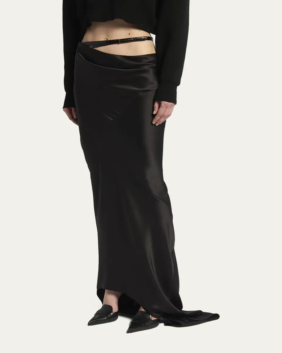 TOM FORD Asymmetric Satin Maxi Skirt With Train | Thumbnail 4 TOM FORD Asymmetric Satin Maxi Skirt With Train | Thumbnail 4
