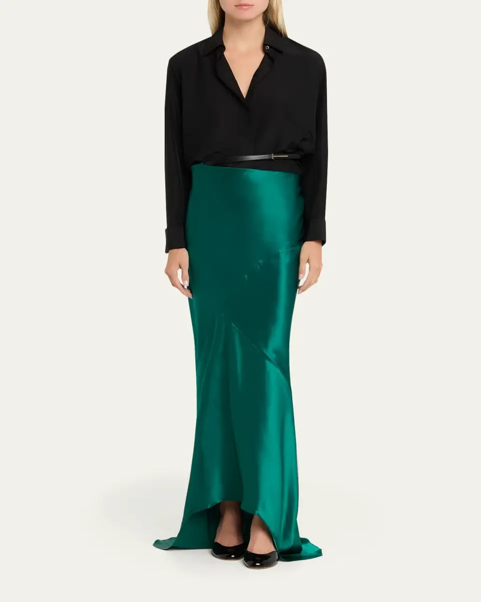 TOM FORD Asymmetric Satin Maxi Skirt With Train | Thumbnail 6 TOM FORD Asymmetric Satin Maxi Skirt With Train | Thumbnail 6