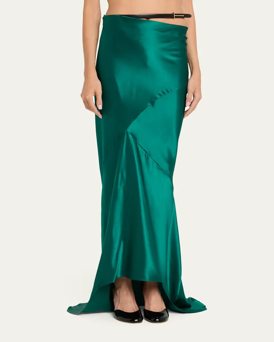 TOM FORD Asymmetric Satin Maxi Skirt With Train | Thumbnail 8 TOM FORD Asymmetric Satin Maxi Skirt With Train | Thumbnail 8
