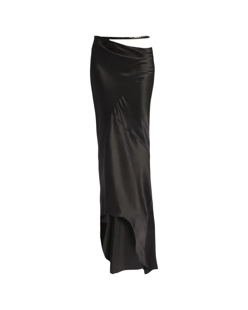 Asymmetric Satin Maxi Skirt With Train Asymmetric Satin Maxi Skirt With Train