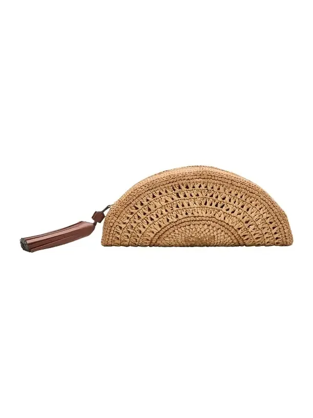 Half Moon Raffia Bow Clutch Bag Half Moon Raffia Bow Clutch Bag
