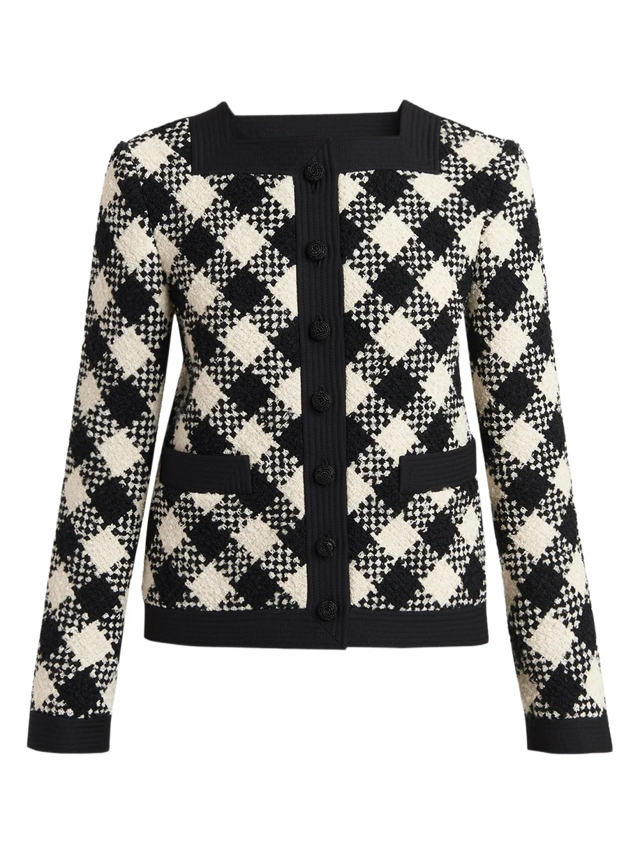 Valentino Garavani Buffalo Check Tweed Single-Breasted Jacket