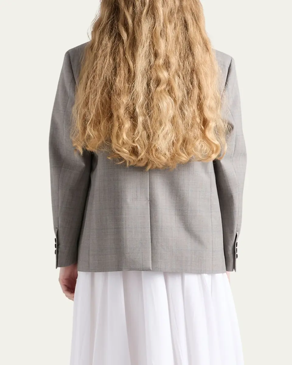 Prada Grisaglia Check Single-Breasted Blazer Jacket | Thumbnail 3