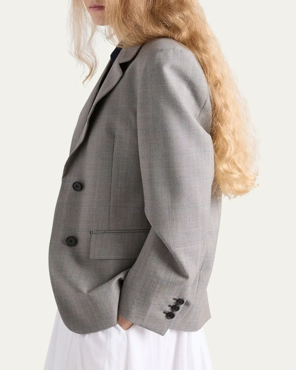 Prada Grisaglia Check Single-Breasted Blazer Jacket | Thumbnail 4