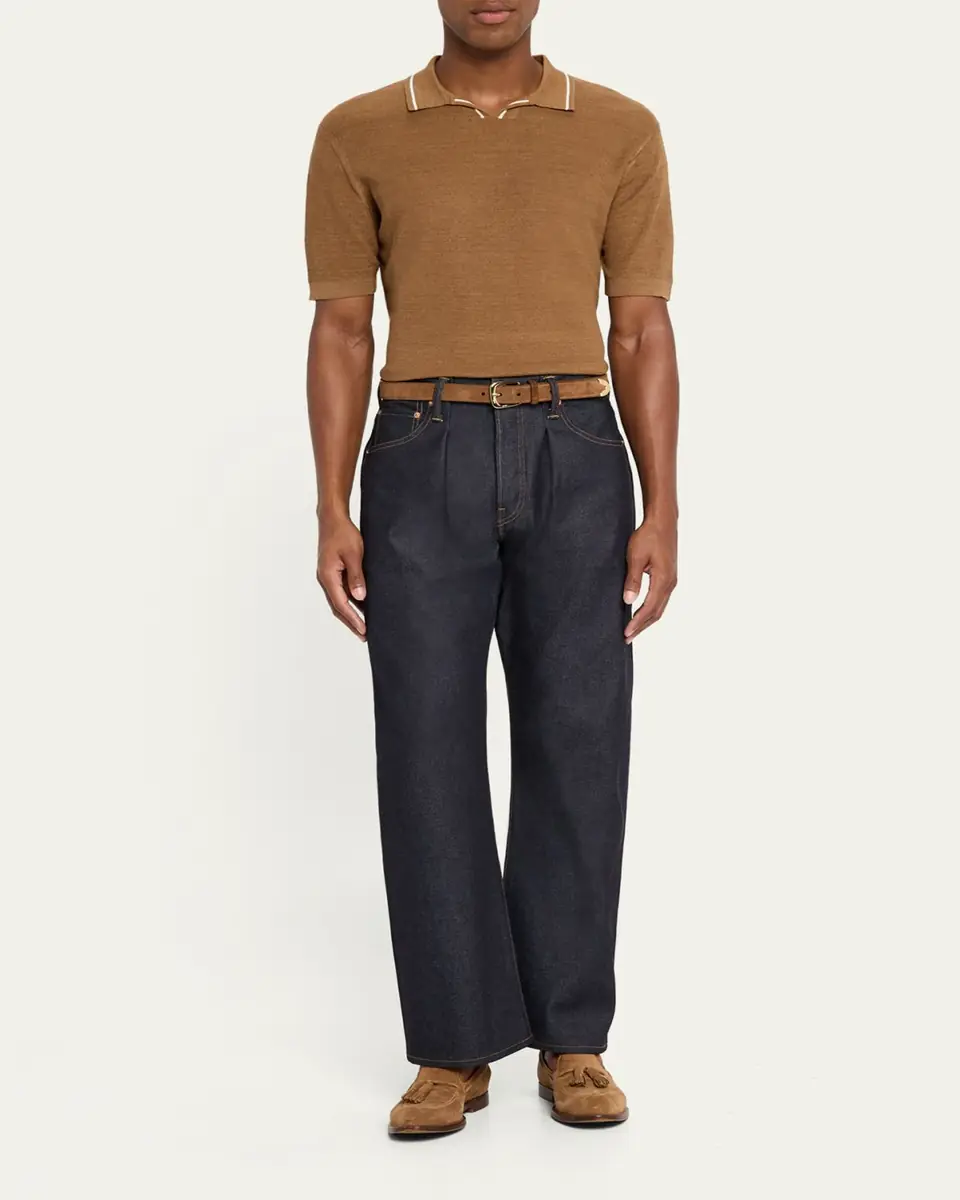 The Seven Continents Men's Cinch Raw Denim Loose-Fit Pleated Jeans | Thumbnail 2 The Seven Continents Men's Cinch Raw Denim Loose-Fit Pleated Jeans | Thumbnail 2