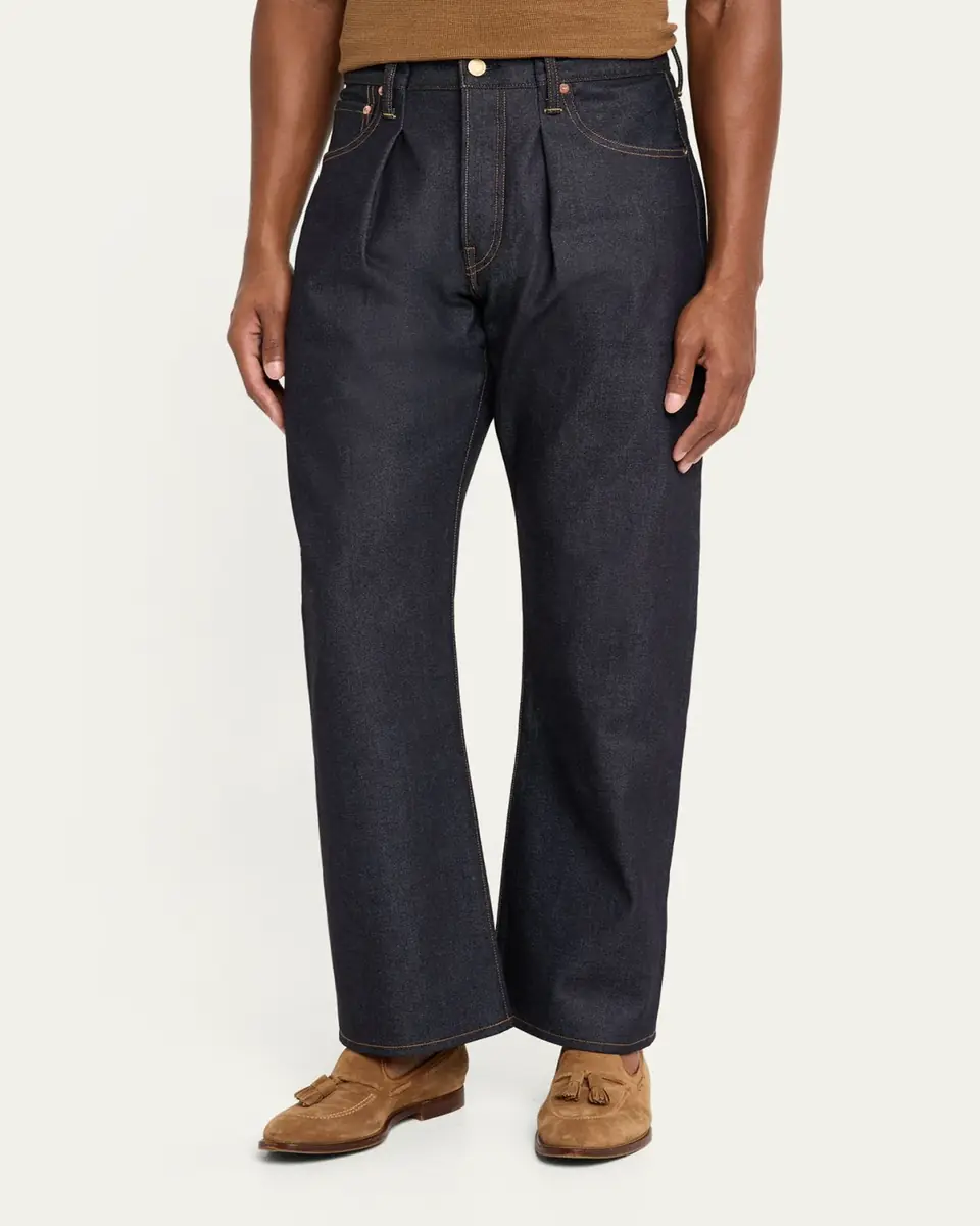The Seven Continents Men's Cinch Raw Denim Loose-Fit Pleated Jeans | Thumbnail 4 The Seven Continents Men's Cinch Raw Denim Loose-Fit Pleated Jeans | Thumbnail 4