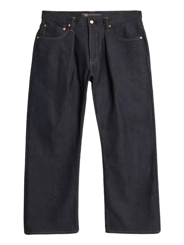 The Seven Continents Men's Cinch Raw Denim Loose-Fit Pleated Jeans