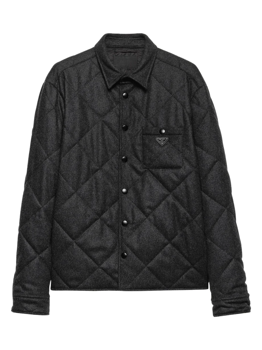 Prada Men's Quilted Cashmere Snap-Front Overshirt