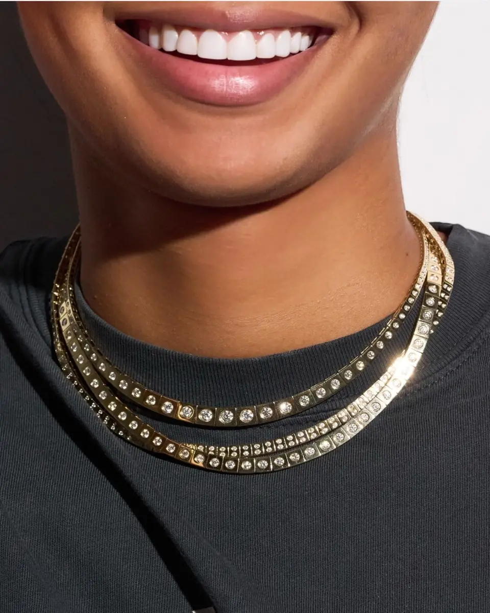 TYPE JEWELRY 14K Yellow Gold LEGGO Riviere Diamond Tennis Necklace, 15"L | Thumbnail 3 TYPE JEWELRY 14K Yellow Gold LEGGO Riviere Diamond Tennis Necklace, 15"L | Thumbnail 3