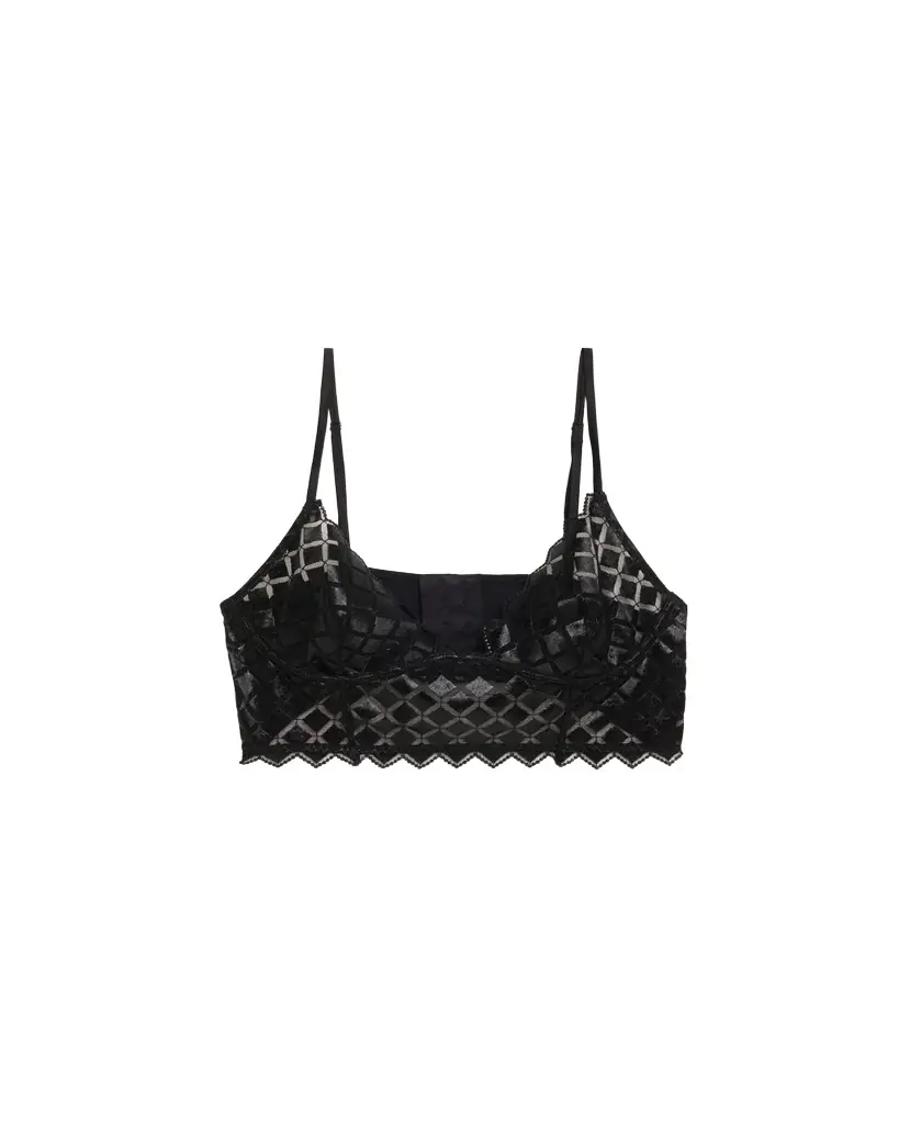Kiki De Montparnasse Lamine Diamond-Embroidered Longline Bra | Image 1 Kiki De Montparnasse Lamine Diamond-Embroidered Longline Bra | Image 1