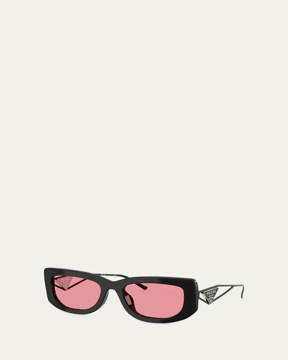 Prada Triangle Logo Rectangle Acetate & Metal Sunglasses | Thumbnail 2