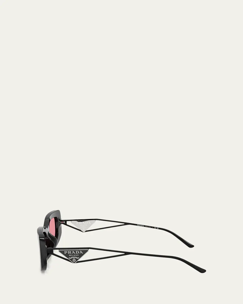 Prada Triangle Logo Rectangle Acetate & Metal Sunglasses | Thumbnail 3