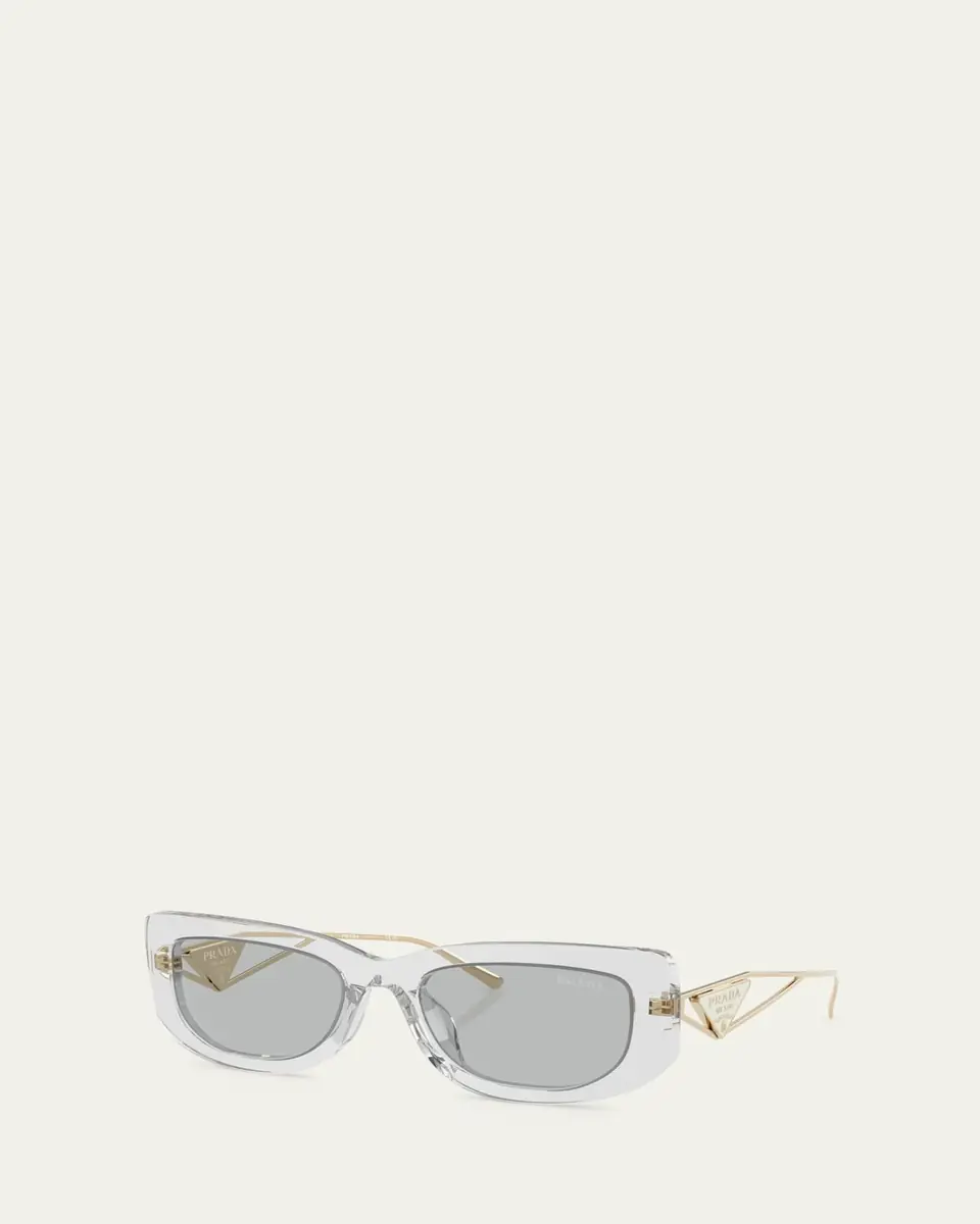 Prada Triangle Logo Rectangle Acetate & Metal Sunglasses | Thumbnail 4
