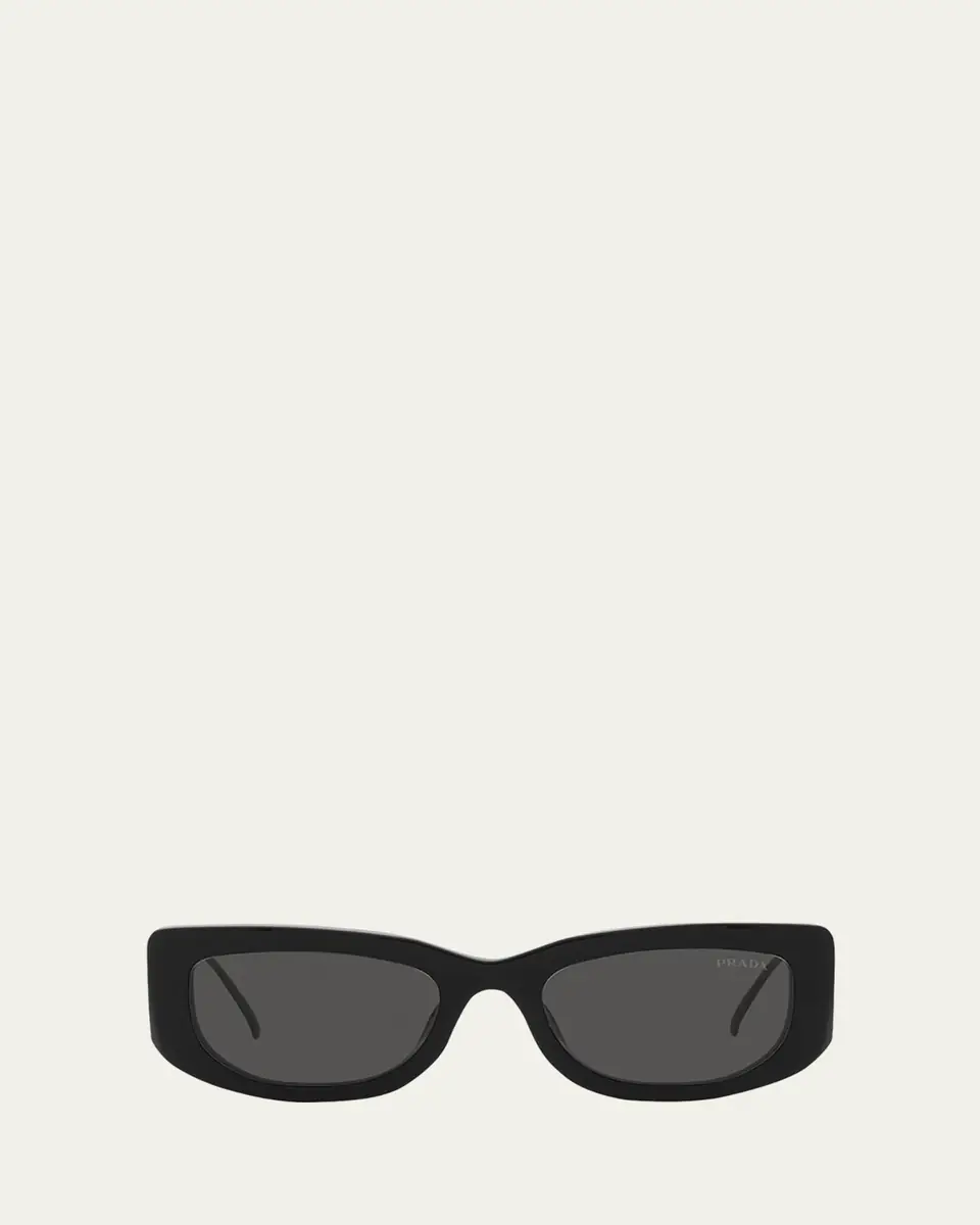 Prada Triangle Logo Rectangle Acetate & Metal Sunglasses | Thumbnail 6