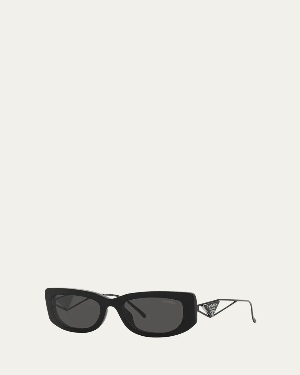 Prada Triangle Logo Rectangle Acetate & Metal Sunglasses | Thumbnail 7