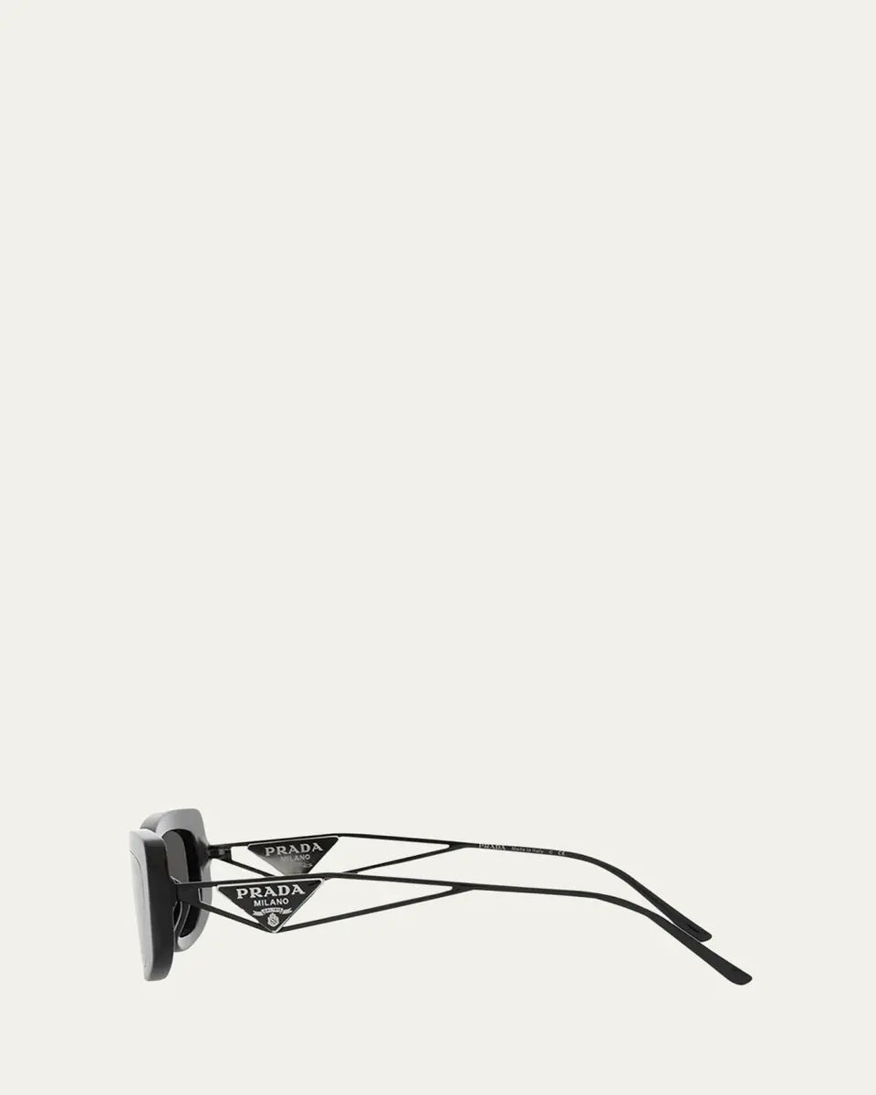 Prada Triangle Logo Rectangle Acetate & Metal Sunglasses | Thumbnail 8